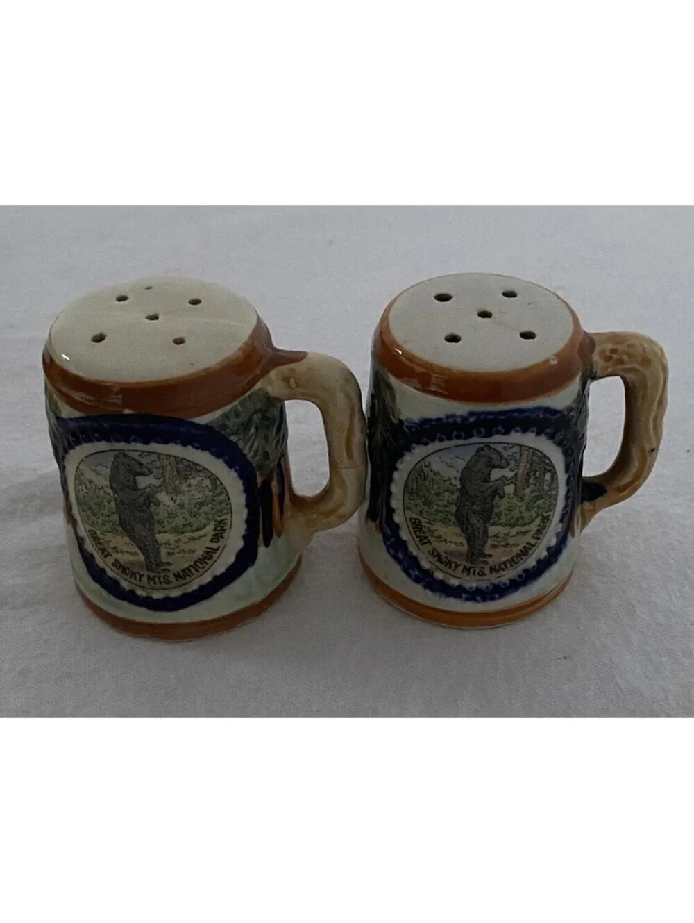 Vintage Great Smoky Mountains National Park Beer Stein Mug Salt & Pepper Shakers